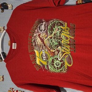 Vintage 2015 Sturgis Motorcycle Rally 75th Anniversary Shirt Skeleton Headdress